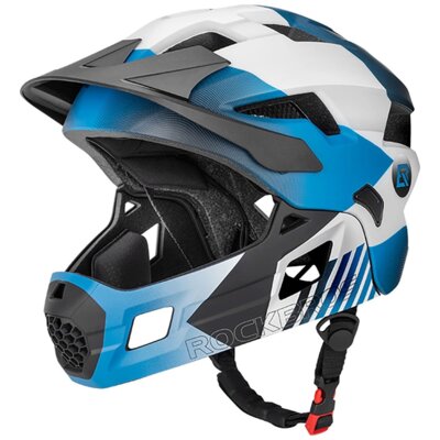 Kask rowerowy ROCKBROS TS-61 10110061001 Niebieski Full Face dla Dzieci z odkręcaną szczęką (rozmiar S)
