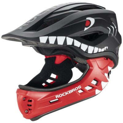 Kask rowerowy ROCKBROS TT-32006 Shark Czarny Full Face dla Dzieci z odkręcaną szczęką (rozmiar S)
