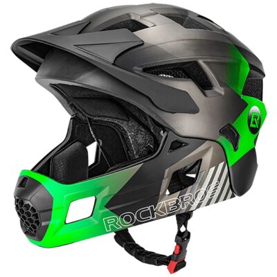 Kask rowerowy ROCKBROS TS-61 10110061004 Zielony Full Face dla Dzieci z odkręcaną szczęką (rozmiar M)
