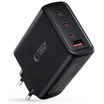 Ładowarka sieciowa TECH-PROTECT NC120W-GaN PD QC3.0 120W Czarny ładowarka do telefonu USB, USB-C