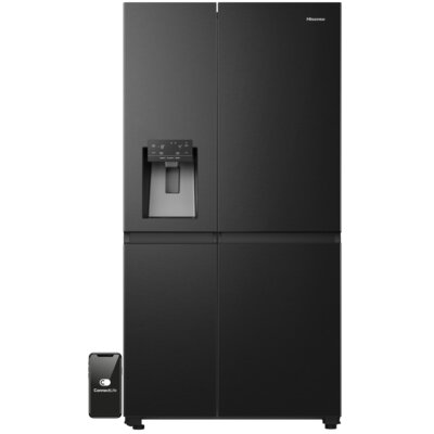 Lodówka HISENSE RS818N4TFC Side by Side No Frost 179cm Czarna Kostkarka Wi-Fi ConnectLife Metal Tech Cooling