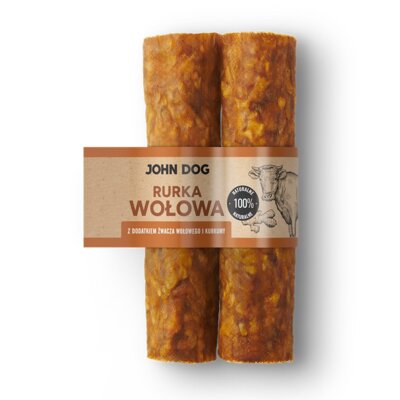 Przysmak dla psa JOHN DOG Rurka wołowa z dodatkiem żwacza i kurkumy (2 sztuki)