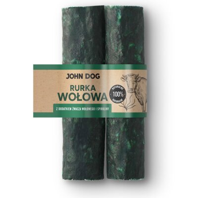 Przysmak dla psa JOHN DOG Rurka wołowa z dodatkiem żwacza i spiruliny (2 sztuki)