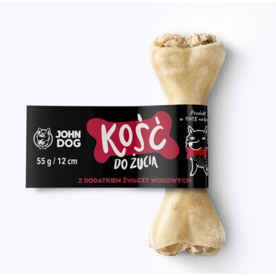 Przysmak dla psa JOHN DOG Kość do żucia ze żwaczem wołowym 12 cm