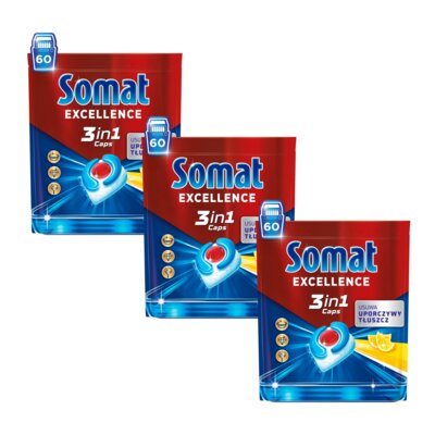 Kapsułki do zmywarki SOMAT Excellence Caps 3w1 Lemon - 180 szt.
