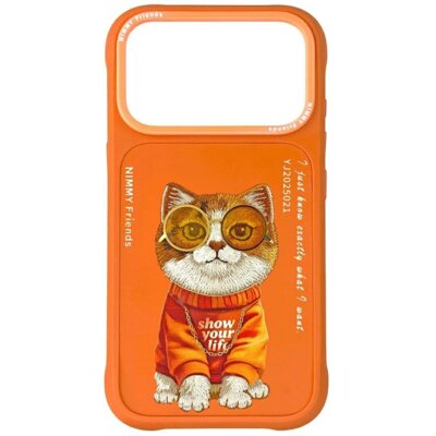 Etui NIMMY Glasses Cool Cat do Apple iPhone 17 Pro Pomarańczowy