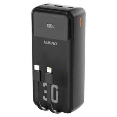 Powerbank Dudao K15Max 30000Mah Pd 22.5W Z Wbudowanymi Kablami - Czarny