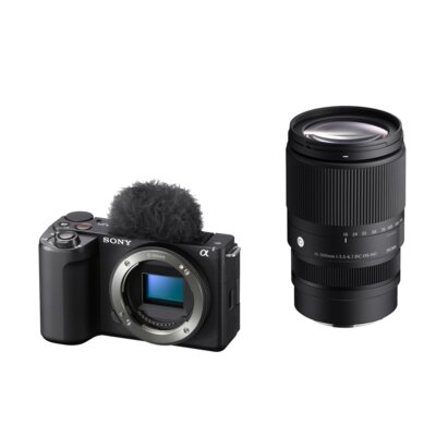 Aparat bezlusterkowy SONY ZV-E10 II (ZVE10M2B.CEC) Czarny, 26Mpix, UHD 4K 60p, 759 punktowy AF + Obiektyw SIGMA C 16-300 mm f/3.5-6.7 DC OS do Sony E