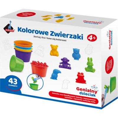 Zabawka edukacyjna ASKATO Genialny dzieciak Kolorowe zwierzaki - Liczmany 128979