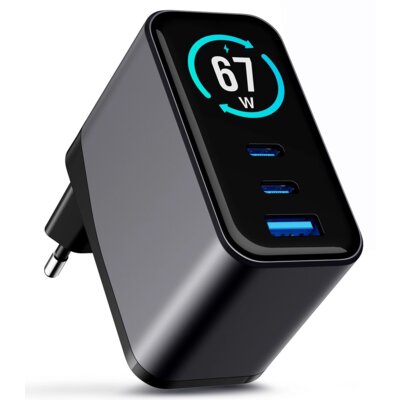 Ładowarka sieciowa 3MK GaN 67W Czarno-szary