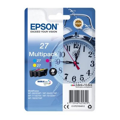 Zestaw tuszów EPSON T2705 Błękitny 3.6 ml, Purpurowy 3.6 ml, Żółty 3.6 ml C13T27054012