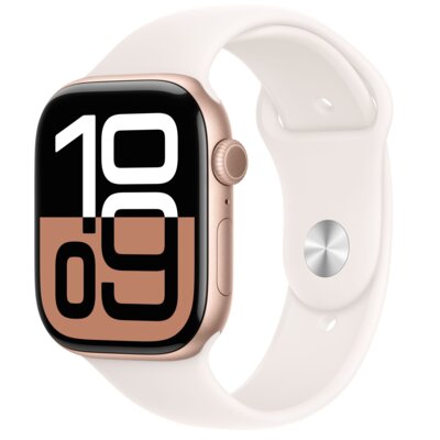 Apple Watch 10 GPS + Cellular 42mm koperta z aluminium (różowe złoto) + pasek sportowy rozmiar S/M (łagodny róż)