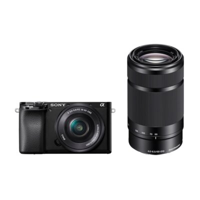 Aparat bezlusterkowy SONY Alpha A6100LB (ILCE6100AKB.CEC) Czarny + Obiektyw 16-50 mm f/3.5 - 5.6, 24.2Mpix, UHD 4K 30p, BIONZ X + Obiektyw SONY E 55-210mm f/4.5-6.3 (SEL55210B.AE)