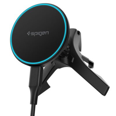 Uchwyt na telefon i smartfon SPIGEN EV15MAQ Essential Qi2 MagSafe Czarny uchwyt samochodowy na kratkę nawiewu