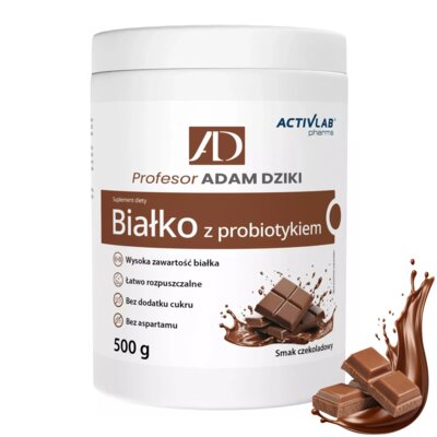 Odżywka białkowa ACTIVLAB z prebiotykiem Czekoladowy Profesor Adam Dziki (500 g) Bez cukru
