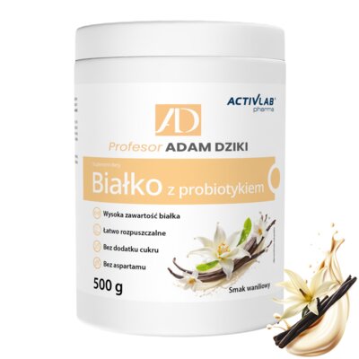 Odżywka białkowa ACTIVLAB z prebiotykiem Waniliowy Profesor Adam Dziki (500 g) Bez cukru