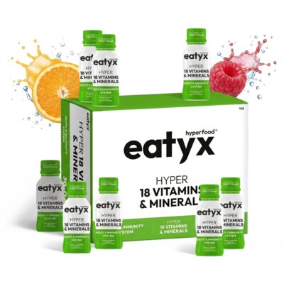 Kompleks witamin i minerałów EATYX Hyper 18 Vitamins & Minerals Pomarańczowo-malinowy (30 x 95 ml)