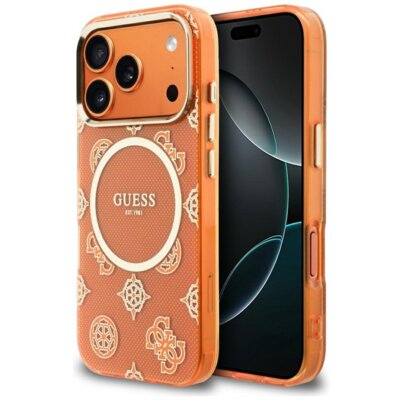 Etui GUESS IML Peony Dot MagSafe do Apple iPhone 17 Pro Pomarańczowy