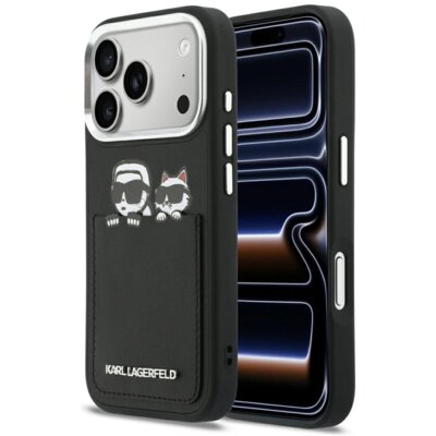 Etui KARL LAGERFELD Karl & Choupette Print & Pocket do Apple iPhone 17 Pro Max Czarny