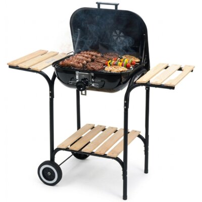 Grill ogrodowy węglowy TOYA 99581 Zamykany, na kółkach, półki boczne, regulacja wysokości rusztu