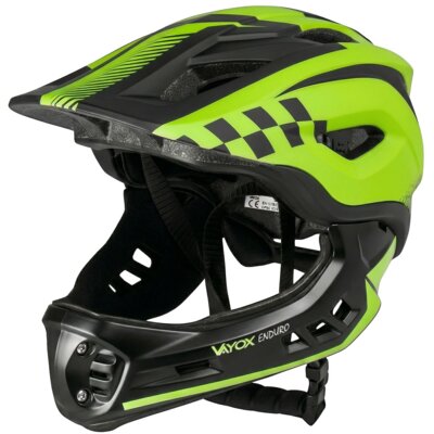 Kask rowerowy VAYOX Enduro VA0421GS Zielony Full Face z odpinaną szczęką (rozmiar S)
