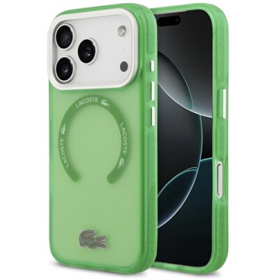 Etui LACOSTE Shockproof Transparent Frosted MagSafe do Apple iPhone 17 Pro Zielony