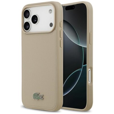 Etui LACOSTE Petit Pique Lacquer Logo MagSafe do Apple iPhone 17 Pro Max Beżowy