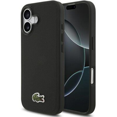 Etui LACOSTE Iconic Petit Pique Woven Logo MagSafe do Apple iPhone 17 Czarny