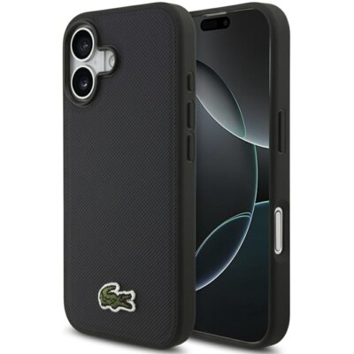 Etui LACOSTE Iconic Petit Pique Woven Logo MagSafe do Apple iPhone 17 Granatowy