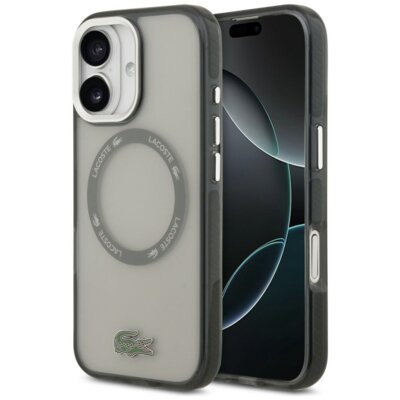Etui LACOSTE Shockproof Transparent Frosted MagSafe do Apple iPhone 17 Szary
