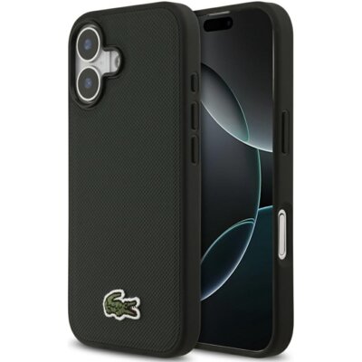 Etui LACOSTE Iconic Petit Pique Woven Logo MagSafe do Apple iPhone 17 Ciemnozielony