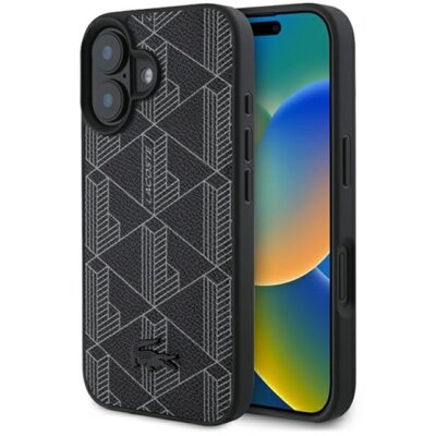 Etui LACOSTE Blend Monogram MagSafe do Apple iPhone 16 Czarny