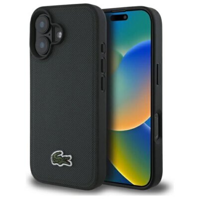 Etui LACOSTE Iconic Petit Pique MagSafe do Apple iPhone 16 Plus Ciemnozielony