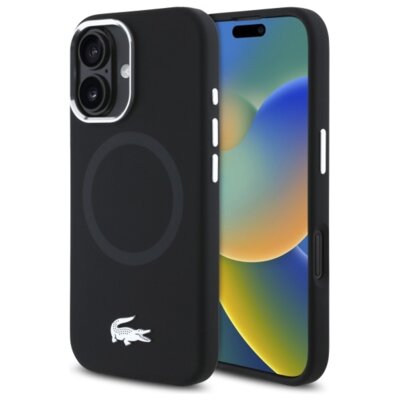 Etui LACOSTE Silicone Croco Logo MagSafe do Apple iPhone 16 Czarny