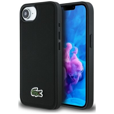 Etui LACOSTE Iconic Petit Pique Woven Logo MagSafe do Apple iPhone 16e Czarny