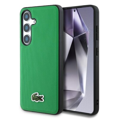 Etui LACOSTE Iconic Petit Pique Woven Logo MagSafe do Samsung Galaxy S25 Zielony