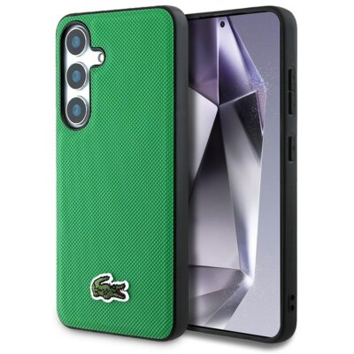 Etui LACOSTE Iconic Petit Pique Woven Logo MagSafe do Samsung Galaxy S25+ Zielony