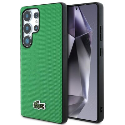 Etui LACOSTE Iconic Petit Pique Woven Logo MagSafe do Samsung Galaxy S25 Ultra Zielony