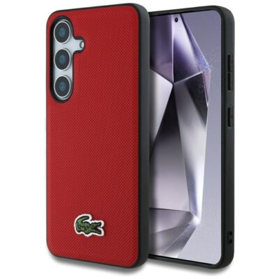 Etui LACOSTE Iconic Petit Pique Woven Logo MagSafe do Samsung Galaxy S25 Czerwony