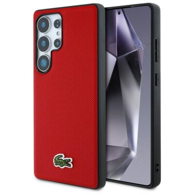 Etui LACOSTE Iconic Petit Pique Woven Logo MagSafe do Samsung Galaxy S25 Ultra Czerwony