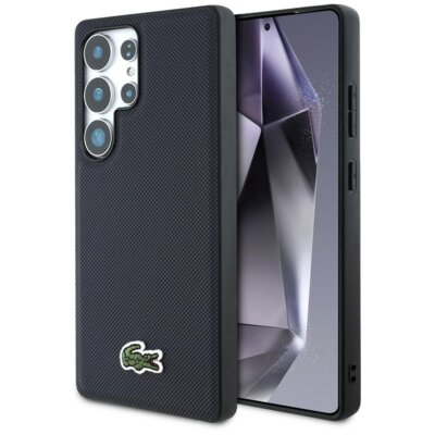 Etui LACOSTE Iconic Petit Pique Woven Logo MagSafe do Samsung Galaxy S25 Ultra Granatowy