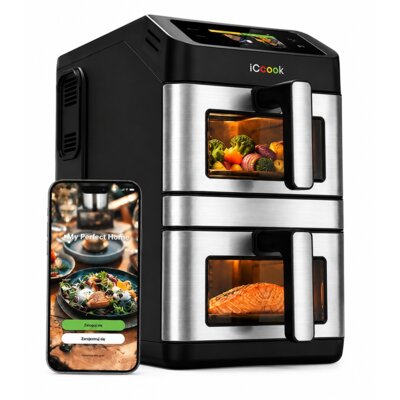 Air Fryer Frytkownica beztłuszczowa ICOOOK MFR-IC-02 10l, z podwójnym koszem, z okienkiem do obserwacji postępów gotowania