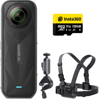 Kamera sferyczna INSTA360 X5 Cycling Bundle z akcesoriami, filmy 360° w rozdzielczości 8K/30 FPS, matryca 1/1.28"