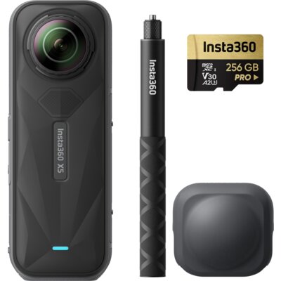 Kamera sferyczna INSTA360 X5 Explorer Bundle z akcesoriami, filmy 360° w rozdzielczości 8K/30 FPS, matryca 1/1.28"
