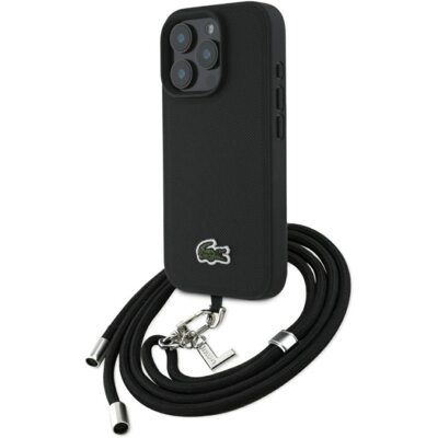 Etui LACOSTE Iconic Petit Pique Crossbody Cord MagSafe do Apple iPhone 16 Pro Czarny