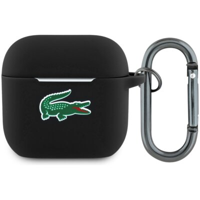 Etui na słuchawki LACOSTE Silicone Croc Logo do Apple AirPods 4 Czarny