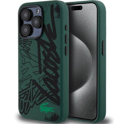 Etui LACOSTE Silicone Graffiti do Apple iPhone 15 Pro Czarno-zielony