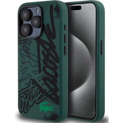 Etui LACOSTE Silicone Graffiti do Apple iPhone 15 Pro Max Czarno-zielony