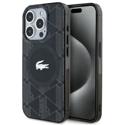 Etui LACOSTE IML Blend Monogram MagSafe do Apple iPhone 15 Pro Czarny
