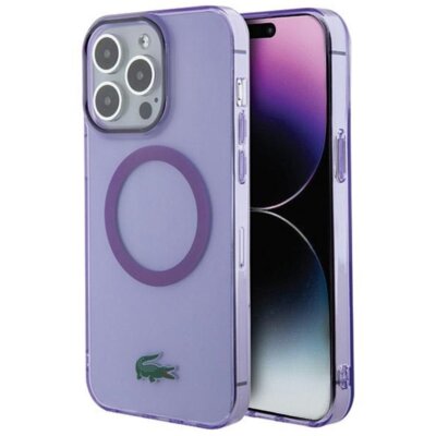 Etui LACOSTE Transparent MagSafe do Apple iPhone 15 Pro Fioletowy